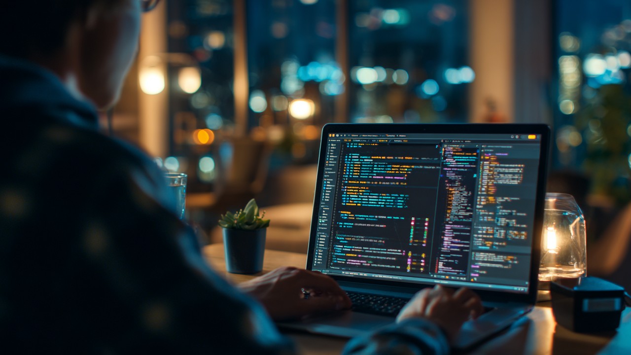 Laptopta Webpack ve Gulp görevleri çalışan terminal ve kod düzenleyici ile otomatik derleme araçlarını yapılandıran geliştirici.