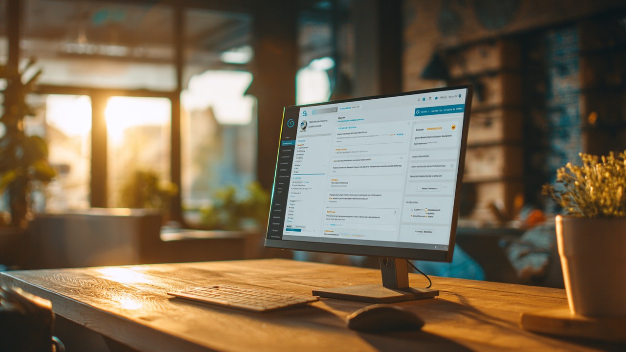 WordPress kontrol panelinde önbellekleme eklentisi ayarları açık, web sitesi hızını optimize eden geliştirici, doğal ışıklı çalışma alanı.